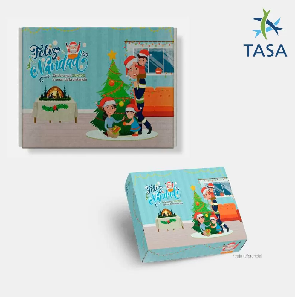 Tarjeta y caja navideña
